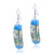 Gold Backdrop Green Flower Blue Cylinder Earrings