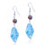 Silver Foil Pale Blue Flower Translucent Earrings