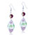 Purple Silver And Green Stripes Earrings