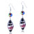 Dark Brown Silver And Red Stripes Earrings