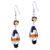 Black Silver And Orange Stripes Earrings