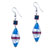 Sea Blue Silver And Crimson Stripes Earrings
