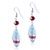 Silver Red And Pale Blue Stripes Earrings