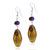 Silver Foil Red Speckle Amber Translucent Earrings
