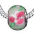 Pink Pansy Round Murano Glass European Beads