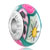White Flower Against Pale Green Polymer Clay Beads Charms Bracelets