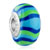 Blue And Green Stripes Polymer Clay Bead