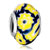 Yellow Sun Flowers In Sapphire Blue Fit All Brands Murano Glass Beads Charms Bracelets