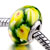 Green With Yellow Flowers And Red Pistil Murano Glass All Brands
