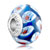 Sapphire Blue Ball Aquamarine White Flower Murano Glass Beads Charms Bracelets