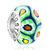 Pale Green Flower Against Deep Blue 925  Sterling Silver Solid Cores Fits Murano Glass Beads Charms Bracelets Fit All Brands