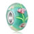 Pink Flower And Green Leaf Murano Glass