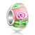 Pink Flower Green Leaves Murano Glass Beads Charms Bracelets