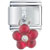 Dangle Red Flower Rhinestone Italian Charm