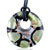 Pale Green Murano Glass Round With Black Stripes And Brown Dots Summer Pendants Necklace
