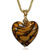 Amber Zebra Stripe Heart Murano Glass Necklace