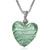 White And Green Striped Heart Murano Glass Necklace
