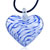 Royal Blue Striped Heart Murano Glass Necklace