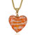 Orange Striped Heart Murano Glass Necklace