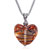 Black And Orange Striped Heart Murano Glass Necklace