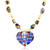 Silver Foil Heart With Blue Stripe And Chain With Murano Glass Summer Pendant Necklaces