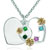 Custom 925  Sterling Silver Colorful Crystal 18 K Gold Clover Heart Love Engraved Necklace