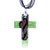Green And Glitter Pink Cross Dichroic Glass Pendant
