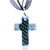 Blue And Glitter Green Cross Dichroic Glass Pendant
