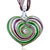 Red Golden And Green Spiral Swirl Heart Dichroic Glass Pendant