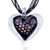 Glitter Pink Dots Black Heart Dichroic Glass Pendant