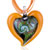Orange Frame Heart Green Fused Dichroic Glass Pendant