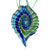 Green Blue And Golden Serrate Leaf Dichroic Glass Pendant