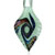 Pale Green And Black Swirl Serrate Leaf Dichroic Glass Pendant