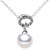 925 Sterling Silver Clear White Crystal Diamond Accent Dangle Pearl Pendant Necklace Sterling Silver Pendant