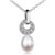 925 Sterling Silver Clear White Crystal Dangle Pearl Hoop Pendant Necklace Sterling Silver Pendant