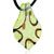 Green And Silver Striped Leaf Murano Glass Pendant