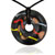 Mutlicolor Stripes On Black Oval Murano Glass Pendant