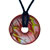 Silver With Yellow And Red Streaked Oval Murano Glass Pendant