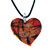 Red With Gold Foil Heart Murano Glass Pendant