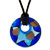 Blue And Silver Foil Murano Glass Donut Pendant