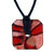 Amber And Silver Foil Murano Glass Square Donut Pendant