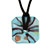 Topaz And Silver Foil Murano Glass Square Donut Pendant