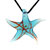 Topaz And Red Coral Stripe Murano Glass Star Pendant