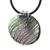 Round Striped Silver Brown And Green Pendant