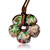 Silver Foil Murano Glass Peach Blossom With Deep Green Pattern Pendants