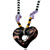 Black Murano Glass Open Heart With Golden Speckles Pendants