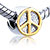 Golden Peace Logo Two Tone Plated Beads Charms Bracelets