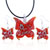 Red Butterfly Dichroic Glass Pendant And Earring Set
