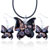 Black Butterfly Dichroic Glass Pendant And Earring Set