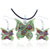 Green Butterfly Dichroic Glass Pendant And Earring Set